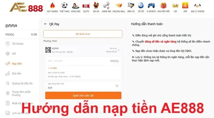 Hướng dẫn những thao tác cơ bản tại AE888