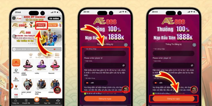 Đăng ký AE888 - Hướng dẫn chi tiết cực đơn giản chỉ 2 phút