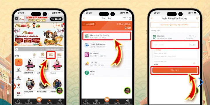 Nạp tiền AE888 - Hướng dẫn giao dịch nhanh chóng & không mất phí