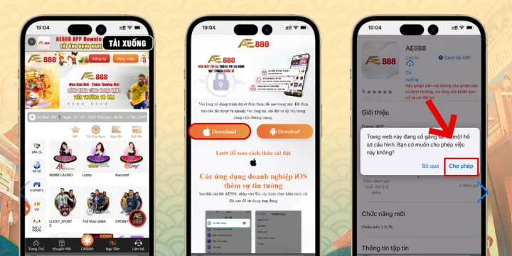 Hướng dẫn cài đặt trên IOS
Truy cập link AE888 để vào trang chủ chính hãng. Tại đây, hãy chọn mục ‘’app’’ hiển thị trên thanh công cụ. 
Quét mã QR xác nhận cài đặt về máy tại phiên bản dành cho hệ điều hành IOS. 
Cấp quyền truy cập cho ứng dụng bằng cách vào mục ‘’cài đặt’’, chọn ‘’cài đặt chung’’, tiếp tục nhấn vào ‘’quản lý thiết bị’’ rồi chọn ‘’tin cậy ứng dụng AE888’’ để hoàn tất. 
Sau khi cài đặt và xác minh thành công, anh em chỉ cần mở app, đăng nhập tài khoản là đã có thể bắt đầu chơi game, cá cược trực tuyến rồi đấy. 